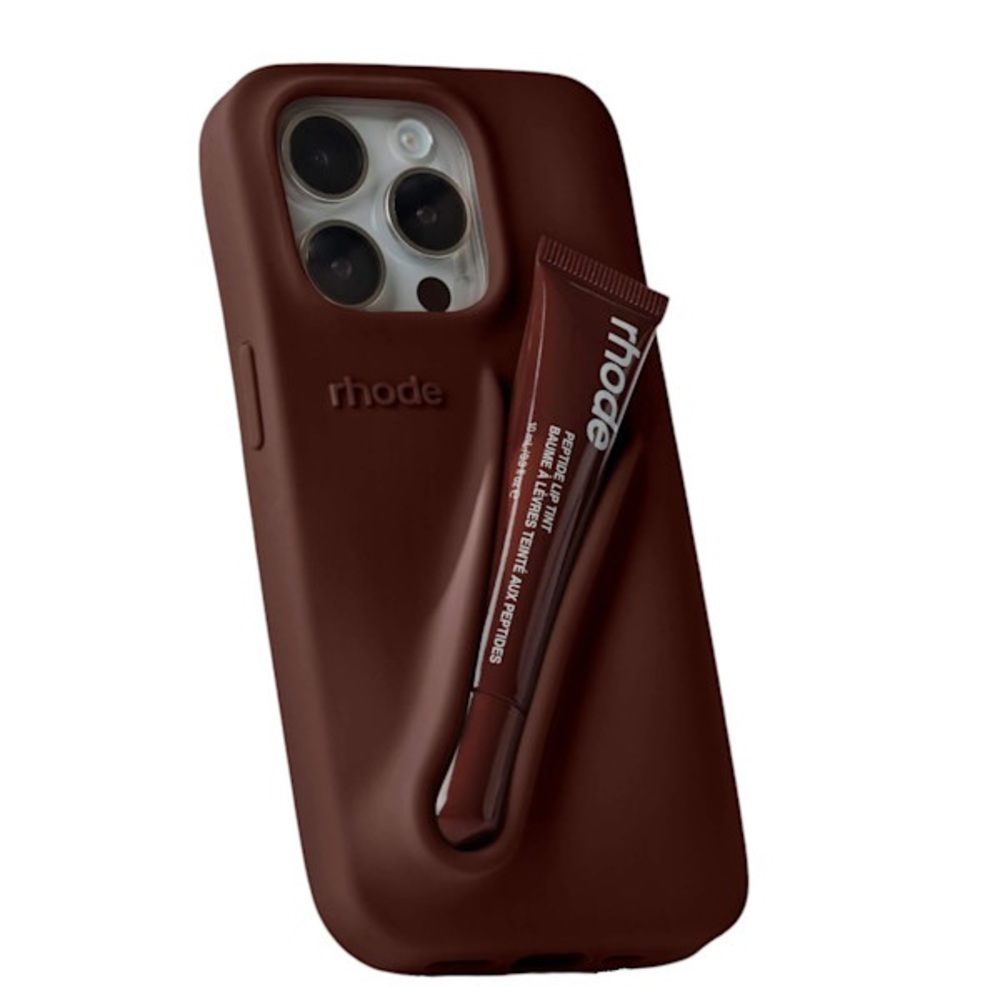 RHODE Brown Silicone iPhone Case with Lipgloss Holder